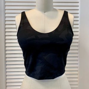 Black Camo Cropped Sports Top